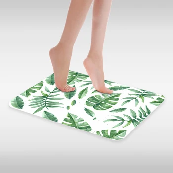 Atogrąžų Žalieji Augalai, Gėlės Paukščių Stiliaus Vonios Kilimai Vonios Kilimėlis Nustatyti 3D Atspausdintas Vonios kambario Grindų Kilimai Tualeto Kilimėlių WC Słomianka