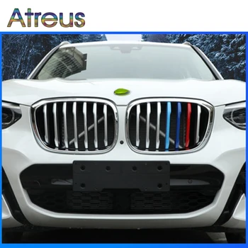 Atreus 3pcs 3D Automobilio Priekinių Grotelių Apdaila Sporto Juostelėmis Padengti Lipdukai Naujas BMW X3 X4 2018 2019 2020 G01 G02 M Galia Priedai