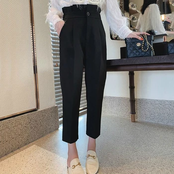 Atsitiktinis Kelnės Moterims, Kieta Paprasta Office Lady Kulkšnies ilgio Tiesios Kelnės Moterų Elegantiškas Pynimas korėjos Stiliaus Streetwear Ulzzang
