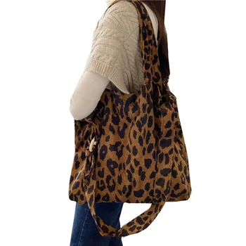Atsitiktinis Leopard Moterų Pečių Krepšiai, Mada Ponios Derliaus Rankinės Moterims, Didelės Talpos 