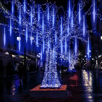 Atsparus vandeniui 3 spalvų ES/JAV/jungtinė karalystė, Prijungti Girliandą 8 Vamzdžiai LED Meteoras Dušas Lietaus styginių šviesos 50cm 30cm Varveklis Sniegas, Kalėdos apdaila