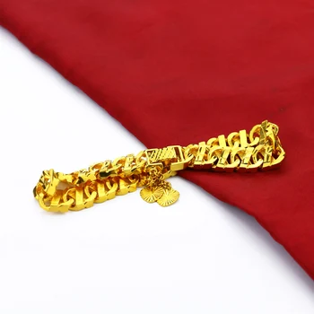 Aukso Apyrankę Antspaudas Apkalos 24K Aukso Vyrų Papuošalai Madinga 11MM 20CM Kubos Grandinės Apyrankės Vyrams Didmeninėmis