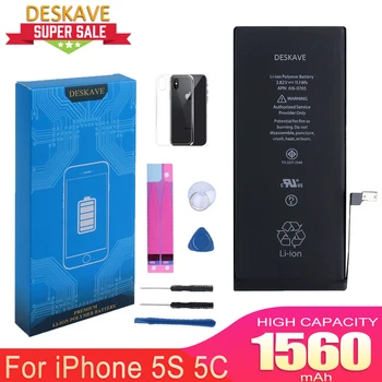 Aukštos Kokybės Baterija Apple iPhone 5S 5GS 5C Baterijos Pakeitimas Didelių 1560mAh Talpa Nemokamus Įrankius, Retail Pakuotė