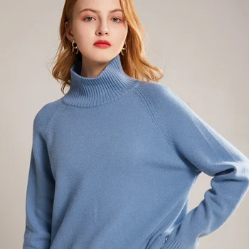 Aukštos kokybės high-kaklo megztinis džemperis moterims 100 gryna vilna 2020 m. rudens ir žiemos naujas megztas megztinis šiltas megztinis vientisų spalvų