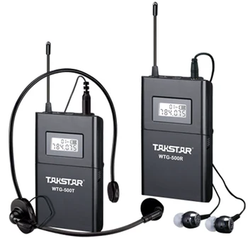 Aukščiausios Kokybės Takstar WTG500 UHF PLL Belaidžio gido sistema balso prietaiso mokymo ausinių Siųstuvas +Imtuvas+MIKROFONAS+ausinės