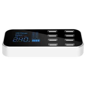 Automobilinis Įkroviklis A9S USB 8 Uostų 40W Portable LED Skaitmeninis Displėjus, Greito Įkrovimo Automobilinis Telefono Kroviklis 2020 m.