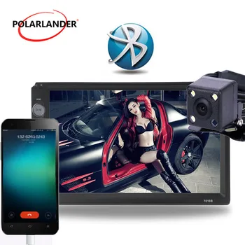 Automobilio Radijas MP4 MP5 Player TF/USB/FM/Auxin Dvigubo 2 DIN jutiklinis ekranas, Stereo Paramos Galinio vaizdo kamera, 4 kalbas 7 Colių Veidrodis Nuorodą