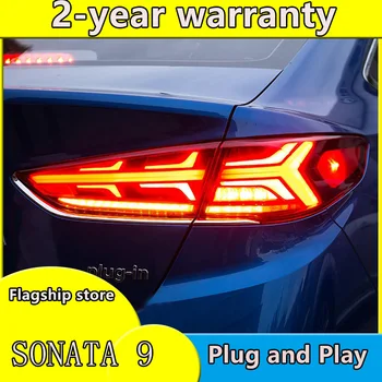 Automobilių priedai, uodegos šviesos Hyundai Sonata 2018 žibintai LED Uodega Lempos galiniai kamieno lempos dangtelis drl+signalas+stabdžiu+atvirkštinės