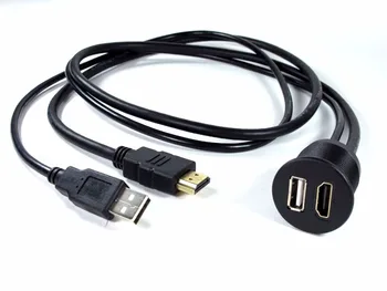 Automobilių USB 2.0 prietaisų Skydelio Flush Mount USB/HDMI Vaizdo Kabelis-prailgintojas Montavimo Panel