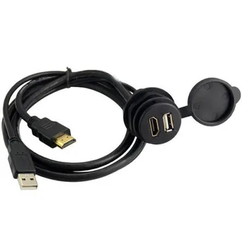 Automobilių USB 2.0 prietaisų Skydelio Flush Mount USB/HDMI Vaizdo Kabelis-prailgintojas Montavimo Panel