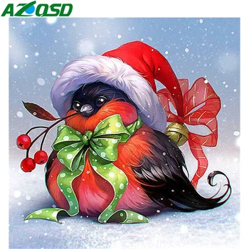 AZQSD Diamond Tapybos Kalėdų Paukščių Mozaikos kvadratiniu Gręžimo Namų Puošybai Diamond Siuvinėjimo Pardavimo Žiemos Gyvūnų Rankdarbiams