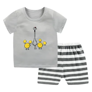 Baby Girl Drabužius trumpomis Rankovėmis 12-24M Medvilnės marškinėliai Kelnės Atsitiktinis Vasaros Berniuko Drabužių Vasaros Drabužių Rinkiniai Unisex