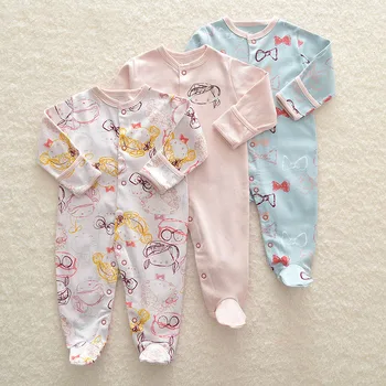 Baby Girl Sleepsuits 3pcs/daug Kūdikiams Naujagimių Romper Roupa De Bebes 0-12m ilgomis Rankovėmis Rudens Žiemos Drabužių Šiltas Jumpsuit