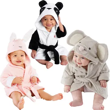 Baby Kūdikių Mergaitė Berniukas Medvilnės Gobtuvu Vonia Rankšluostį Wrap Chalatas Mielas Animacinių filmų Pelės/Panda/Bunny Projektavimo 1-5Y