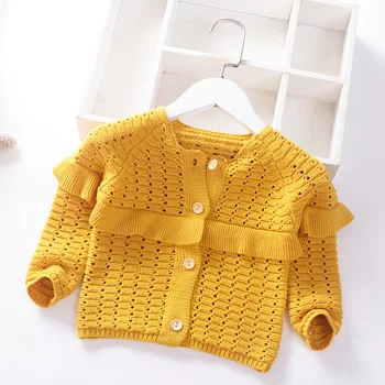 Babyinstar Vaikų Solid Džemperis Cardigan Megzti Paltai Mergaičių Drabužių Mados Džemperis &Trikotažas Outwear Mielas Mergaičių Megztiniai