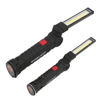 Baltos spalvos+Raudona Apšvietimo COB Žibintuvėlis 5 Režimu Fakelas USB Įkraunamas LED Darbo Šviesos Magnetinis COB Žibintų Kabo Lempa Kablys Stovykla