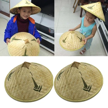 Bambuko Audiniai Žvejys Skrybėlę Vietnamo Stiliaus Saulės, Skrybėlę, skėtį nuo saulės ir Rainproof Rankomis austi Skrybėlės ir Suaugusiems, ir Vaikams Dropshipping