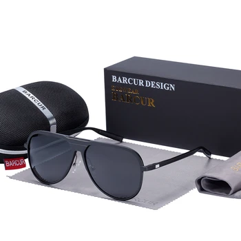 BARCUR Aliuminio Magnio Vyrų Akiniai nuo saulės Vyrams Black Akiniai Poliarizuoti Saulės akiniai Moterų UV400 Oculos de sol