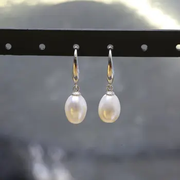 BaroqueOnly Nekilnojamojo natūralių gėlavandenių perlų auskarai moterims, 925 sidabro papuošalai vestuvių mergina gimtadienio dovana lašas auskarai
