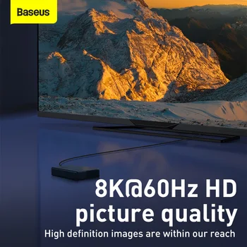 Baseus 8K HDMI suderinamus Kabelis Xiaomi Mi Lauke 8K/60Hz 4K/120Hz 48Gbps Skaitmeninių Laidų PS5 PS4 Nešiojamieji kompiuteriai Stebėti Splitter