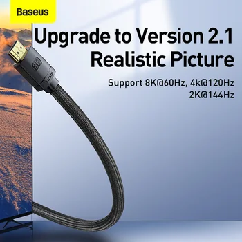 Baseus 8K HDMI suderinamus Kabelis Xiaomi Mi Lauke 8K/60Hz 4K/120Hz 48Gbps Skaitmeninių Laidų PS5 PS4 Nešiojamieji kompiuteriai Stebėti Splitter