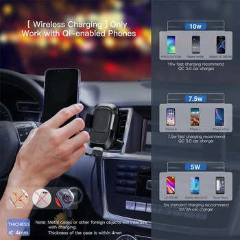 Baseus Automobilinis Telefono Laikiklis iPhone Samsung Protingas Spindulių Qi Automobilių Belaidis Kroviklis Oro Angos Mount Mobiliojo Telefono Laikiklis Stendas