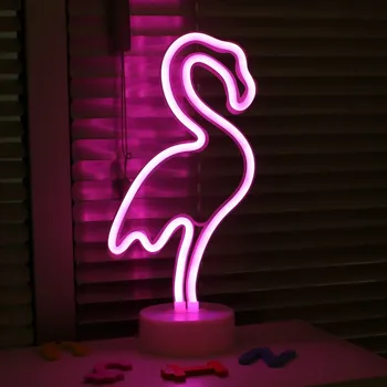 Baterija/USB Valdomas Neon Flamingo Ženklas LED Nakties Šviesos Flamingo MEILĖS ŠIRDIES Formos Stalo Lempos Patalpų Vestuvių Apšvietimas