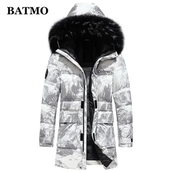 BATMO 2020 naują atvykimo žiemos 90% baltos spalvos žąsų žemyn striukės su gobtuvu vyrams,lapės kailio apykaklė, šiltas thicked parkas kailis, 8806