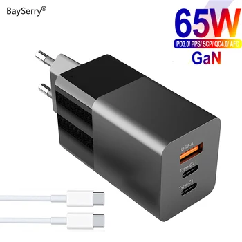 BaySerry GaN 65W PD USB C Įkroviklis Greitai Įkrauti 4.0 3.0 C Tipo USB Greitas Įkroviklis iPhone 12 Pro Max 