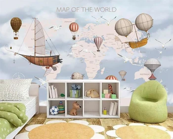 Beibehang Tapetai, cartoon pasaulio žemėlapio fone sienos popieriaus namų puošybai vaikų kambarys gyvenamasis kambarys miegamasis 3d tapetai