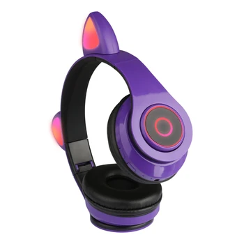 Belaidės Ausinės Vaikų MP3 Grotuvas Su LED Spalvinga Kvėpavimo Žibintai Katės Ausis Su Mikrofonu Bluetooth 