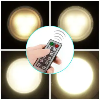 Belaidžio LED Puck Šviesa Nustatyti Su Dimeris Ir Laikmatis Baterija Lemputė Su Nuotolinio Valdymo Tinka Virtuvė Naktį Šviesos