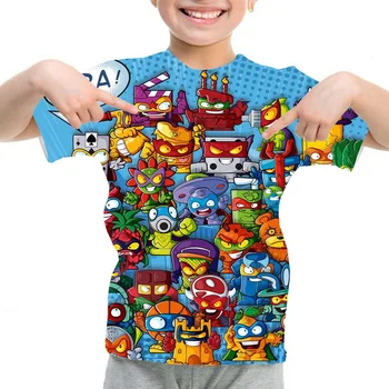 Berniukai Sunmmer marškinėliai Super Zings 3D T-Shirt Baby Boy Viršūnes Vaikų Mergaičių Atsitiktinis Marškinėliai Superzings Vaikų Medvilnės trumpomis Rankovėmis