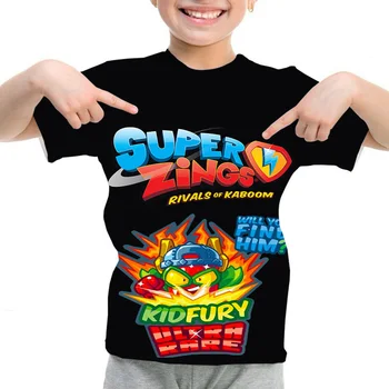 Berniukai Sunmmer marškinėliai Super Zings 3D T-Shirt Baby Boy Viršūnes Vaikų Mergaičių Atsitiktinis Marškinėliai Superzings Vaikų Medvilnės trumpomis Rankovėmis