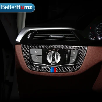 Betterhumz Interjero anglies pluošto Žibintų Jungiklis Kadrų Automobilių lipdukai Lipdukai ir BMW 5 Serijos G30 automobilių optikos Reikmenys