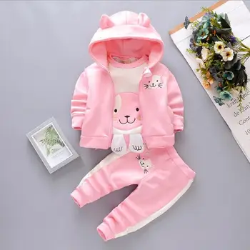 BibiCola kūdikių drabužių rinkinius vaikams, cartoon lokys žiemos medvilnės pluoštas vilna kostiumas šiltas tirštėti 3 vnt. rinkinys kūdikių berniukų, mergaičių rinkinys
