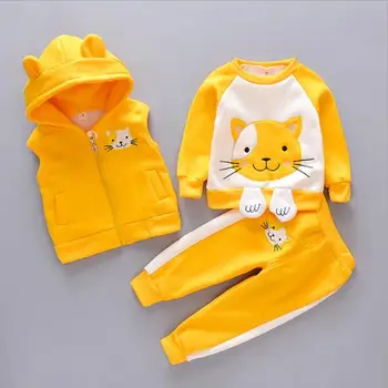 BibiCola kūdikių drabužių rinkinius vaikams, cartoon lokys žiemos medvilnės pluoštas vilna kostiumas šiltas tirštėti 3 vnt. rinkinys kūdikių berniukų, mergaičių rinkinys