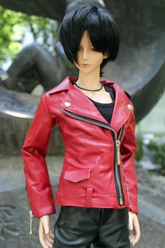 BJD doll drabužius 1/3 1/4 Dėdė dydis kietas, rudens/žiemos stiliaus motociklas užtrauktukas odiniai paltai paltai (dviejų spalvų) lėlės priedai