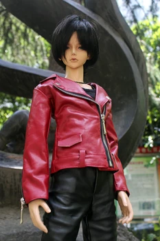 BJD doll drabužius 1/3 1/4 Dėdė dydis kietas, rudens/žiemos stiliaus motociklas užtrauktukas odiniai paltai paltai (dviejų spalvų) lėlės priedai