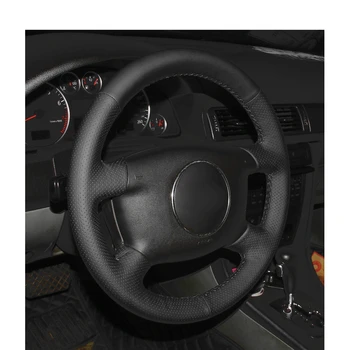 Black PU Dirbtinė Oda Automobilių Vairo Dangtelis Audi A2 (8Z) A3 (8L) Sprotback A4 (B5, B6) Avant A6 (C5) A8 (D2) S4