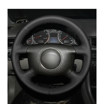 Black PU Dirbtinė Oda Automobilių Vairo Dangtelis Audi A2 (8Z) A3 (8L) Sprotback A4 (B5, B6) Avant A6 (C5) A8 (D2) S4