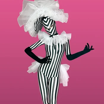 Black&White Zebra Kostiumas Moterų Dainininkas Klubą, Cosplay Kostiumai, Baras Seksualus Plieno Vamzdis Akrobatikos Drabužius Džiazo Šokio Kostiumų DWY2428