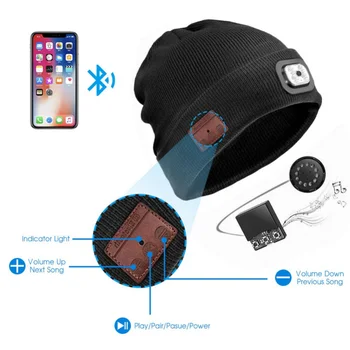 Bluetooth 5.0 Ausinės Žiemą Šilta Kepurė Belaidės Ausinės Muzikos Garsiakalbiai integruotas Mikrofonas, Universalus Žiemos Gimtadienio Dovanos