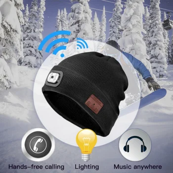 Bluetooth 5.0 Ausinės Žiemą Šilta Kepurė Belaidės Ausinės Muzikos Garsiakalbiai integruotas Mikrofonas, Universalus Žiemos Gimtadienio Dovanos