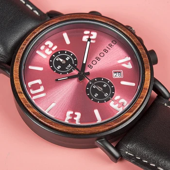 BOBO PAUKŠČIŲ Vyrų Laikrodžiai odos Mados Moteriški Ponios Žiūrėti Paprasta Rožinė Kvarcinis Analoginis Laikrodis laikrodis siųsti Pora Dovana Tinkinti