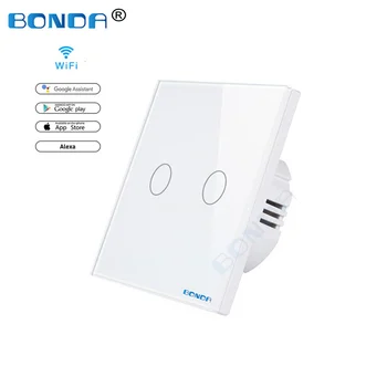 BONDA ES Standartas, Grafiti, Smart WiFi +RF Touch Jungiklis + alexa Balsu Smart Sienos WiFi Adapteris AC 110v250v nuotolinio valdymo
