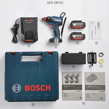 Bosch GDX 18V-EB įkrovimo brushless ličio baterija atsuktuvą, poveikio vairuotojas, raktas mašinos dvejopo naudojimo (du 4A baterijų)