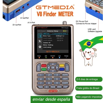 [Brazilija]GTMEDIA V8 Finder DVB-S2/S2X Skaitmeninis Palydovų Ieškiklis Didelės raiškos 1080P HD ACM Sat Finder Matuoklis su 3000mA Baterija