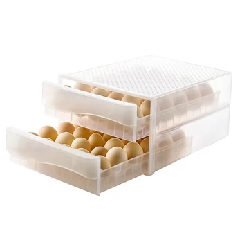 Buitinių 60 Grotelės Kiaušinių Dėžutės Šaldytuvas, Virtuvės Dvigubo Sluoksnio Laikymo Dėžutė Kiaušinių Savininkas Priežiūra-Stalčių tipo Saugojimo Dėžutė