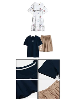 BZEL Mėgėjams Pižamos Šviežių Laišką Lapai Baltos spalvos Pižamą Sleepwear Vyras Nighty Karšto Pora O-Kaklo Atsitiktinis Homewear Pijama Rinkiniai, M-3XL